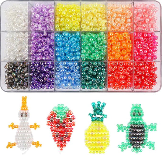 2600+pcs Pony Beads Kit Transparent AB Color Rainbow Plastic Bead Multicolor Pony Beads Bulk Elastic String, Hair Bead for Braids DIY Crafts Jewelry Making Kit for Bracelets Necklaces