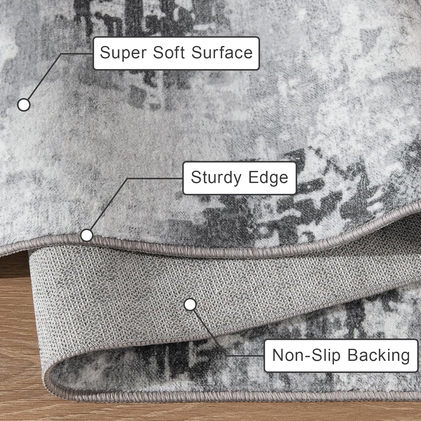 Kelarea Living Room Rug 8x10 Grey Rug Machine Washable Large Area Rugs, Non Slip Abstract Vintage Indoor Carpet for Bedroom, Nursery, Classroom, Dining Room, Home Office