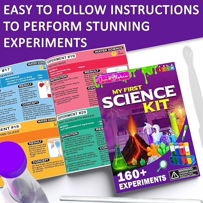 Jim&Gloria Science Kits for Kids Age 5-7 8-12 Year Old Birthday Gifts for Girls Boys, Learning & Educational Toys, Stem Toys, Chemistry Set, Science Experiments for Kids Volcano Projects