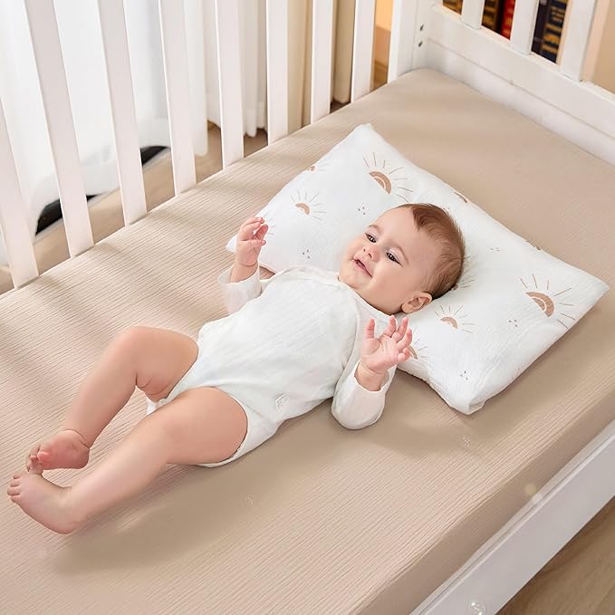 JELLYMONI 2 Pack Muslin Toddler Pillowcase for 13x18 Pillow, 100% Cotton Baby Pillow Case Cover for Bed, Toddler Cot and Travel, Soft & Breathable Baby Kids Envelope Pillowcase, No Pillow