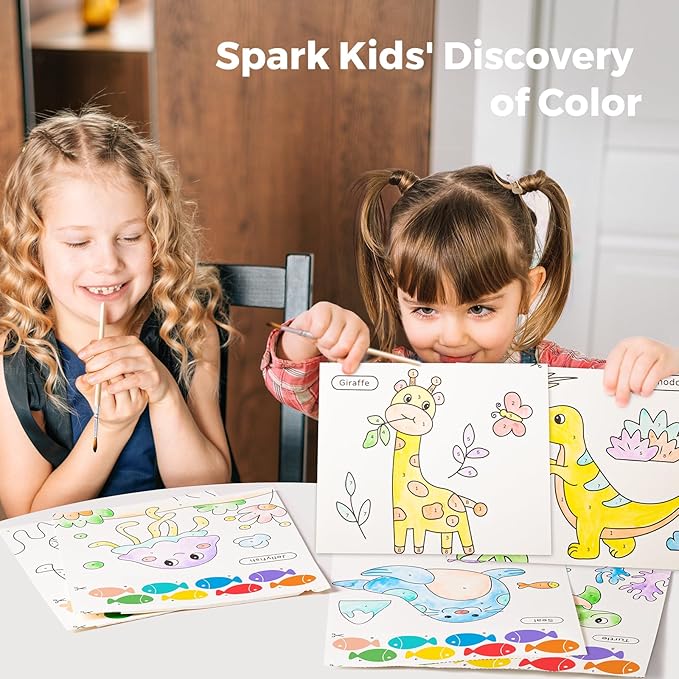 Jar Melo Paint with Water Books for Toddlers, Mess Free Watercolor Painting Activity for Kids Ages 1-3, 2-4, 4-6, Art Craft Coloring Gift with Brush, Airplane Travel Activities for Toddlers, Animals