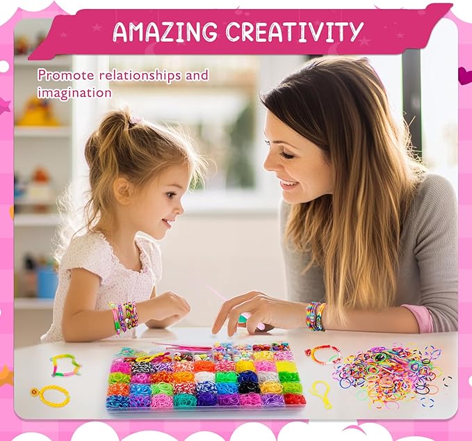 ABSOFINE 3000+ Rubber Band Bracelet Kit, Loom Bracelet Making Kit for Girls, Loom Bands Refill Kits Gift for Boys Birthday DIY Friendship Bracelets
