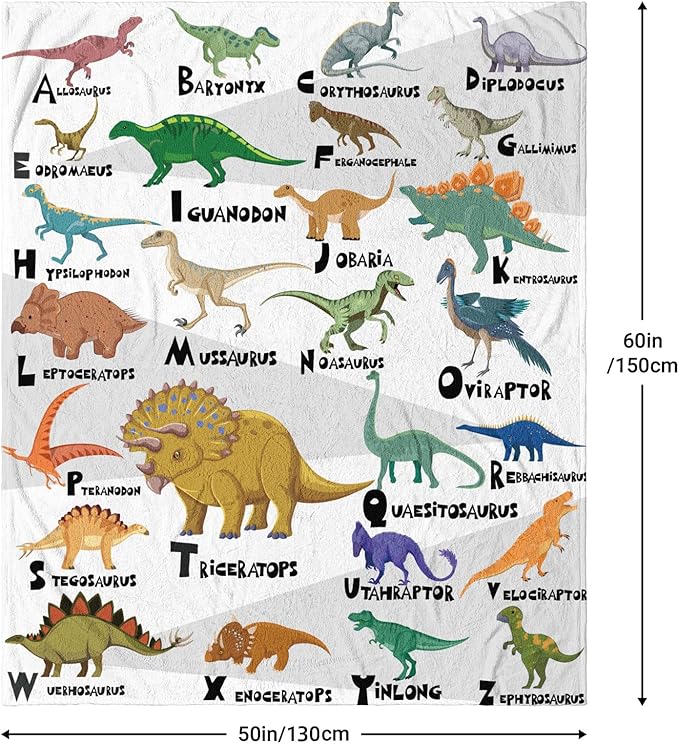 Dinosaur Blanket for Boys Teens Girls Soft Cozy Flannel Warm Kids Gifts Dinosaurs Room Decor Dino Throw Blanket for Couch Sofa Bed 50"x60"