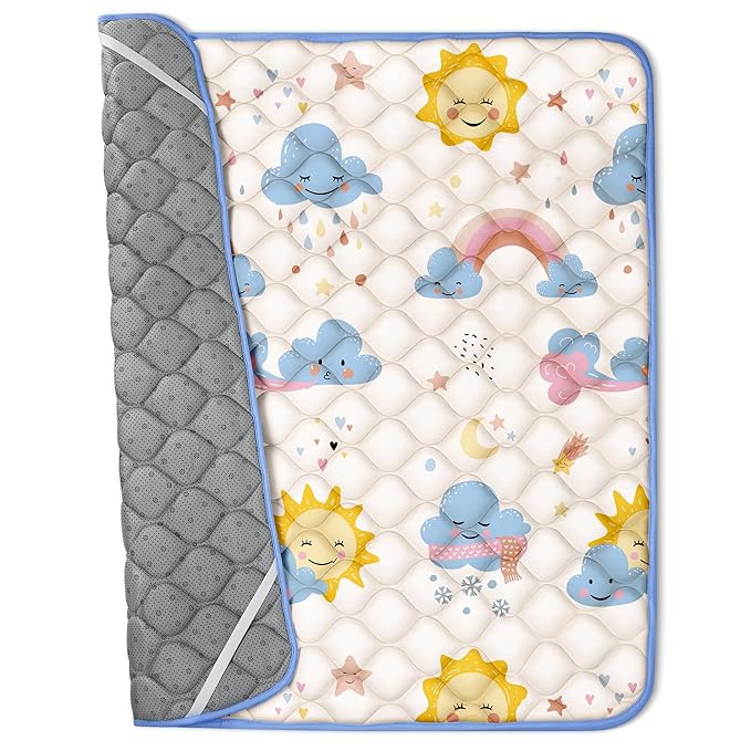 50x50 Playpen Mat, PIGLOG 0.8 Inch Thick Foam Baby Play Mat for Floor, Soft Fabric Cushioned Play mat for Babies，Washable Non-Slip Playmate for Baby, Infants & Toddlers（Grayish White）