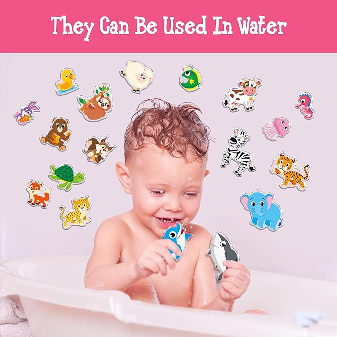 32PCS Animal Jelly Stickers, Farm/Marine/Wild Animals Thick Window Clings for Home, Classroom, Nursery, Removable Reusable Gel Cling Decals for Kids Toddlers Party Supplies Decorations (Not Edible)