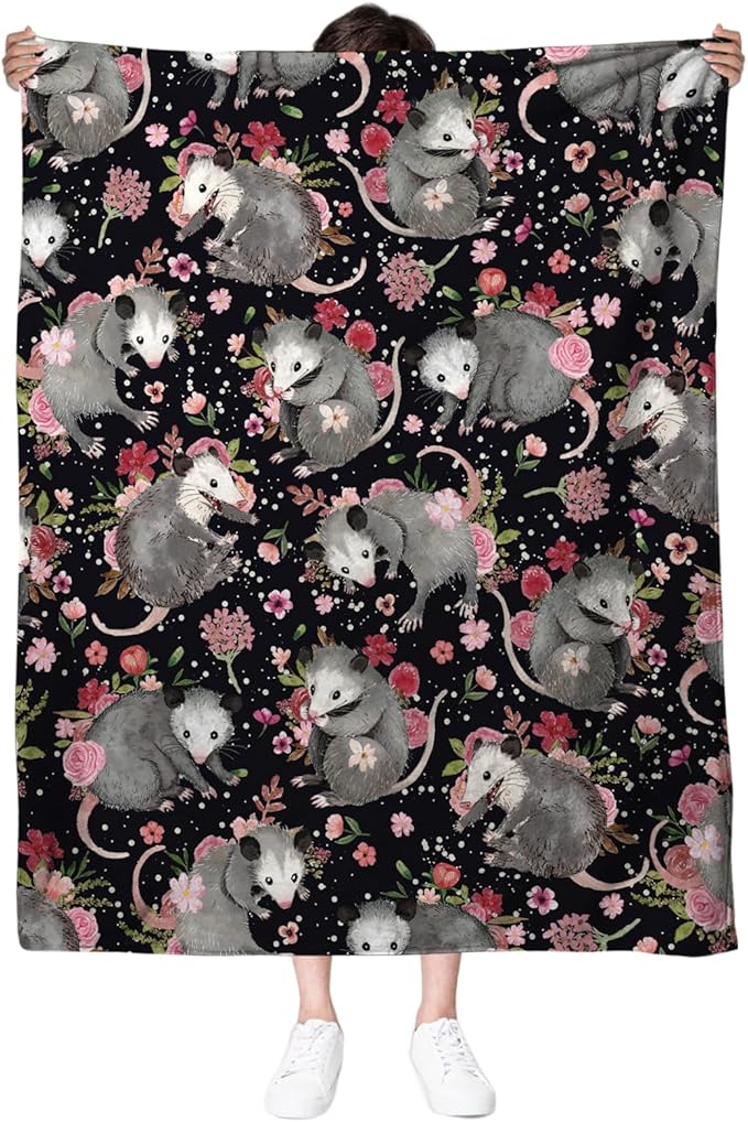 Possum Blanket Gifts for Women, Opossum Gifts for Lover, Possum Ornament, Opossum Plush, Thanksgiving Birthday for Girl, 50" X 60"