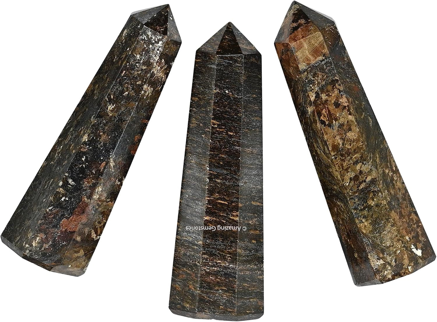 Amazing Gemstone Bronzite Crystal Towers ~ Natural Healing Crystal Point Obelisk for Reiki Healing and Crystal Grid (3- Inch)