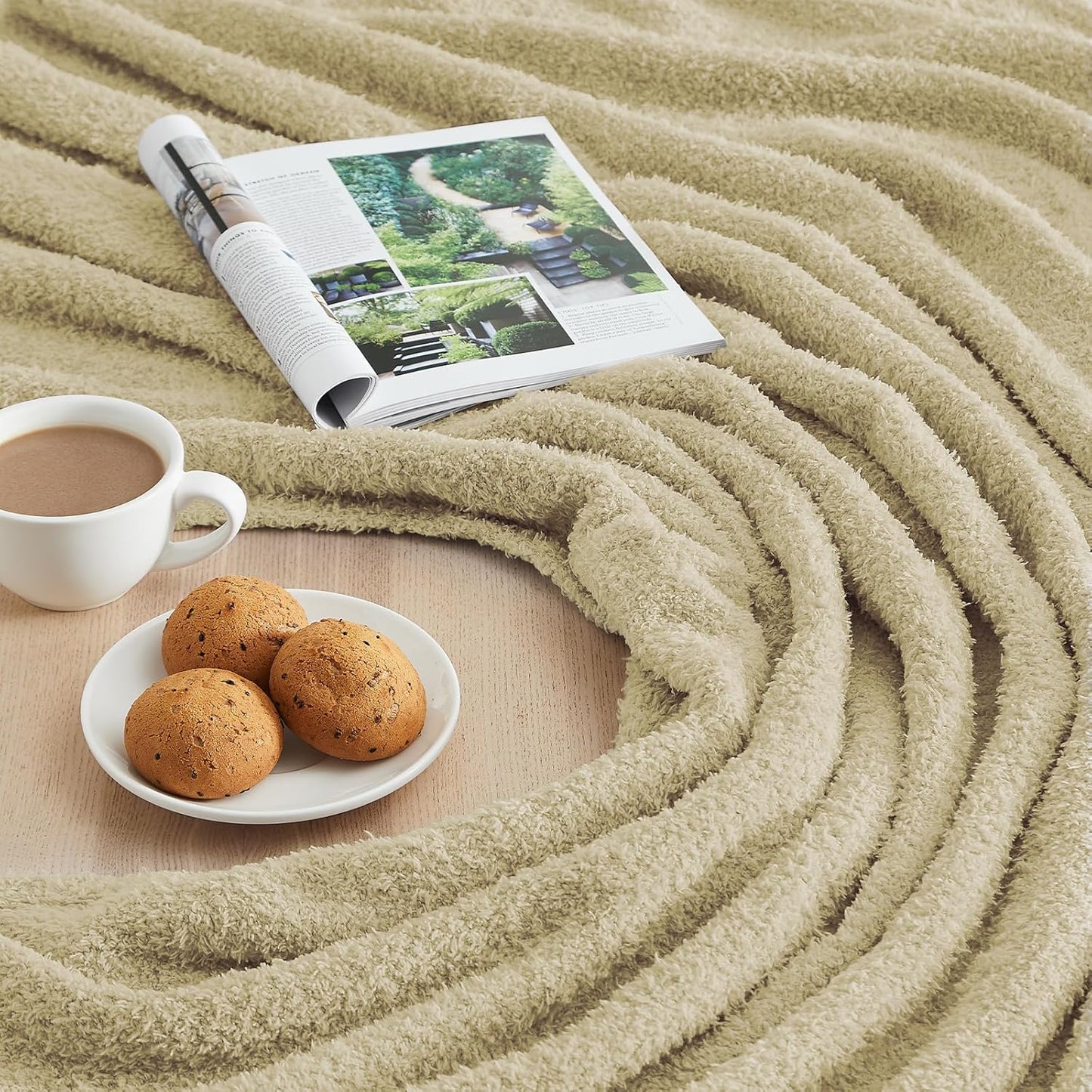 CYMULA Super Soft Twin Size Beige Knit Throw Blanket - Lightweight Plush Fuzzy Fluffy Warm Cozy Blankets and Throws for Sofa Bed All Season Use, 60x80 inches