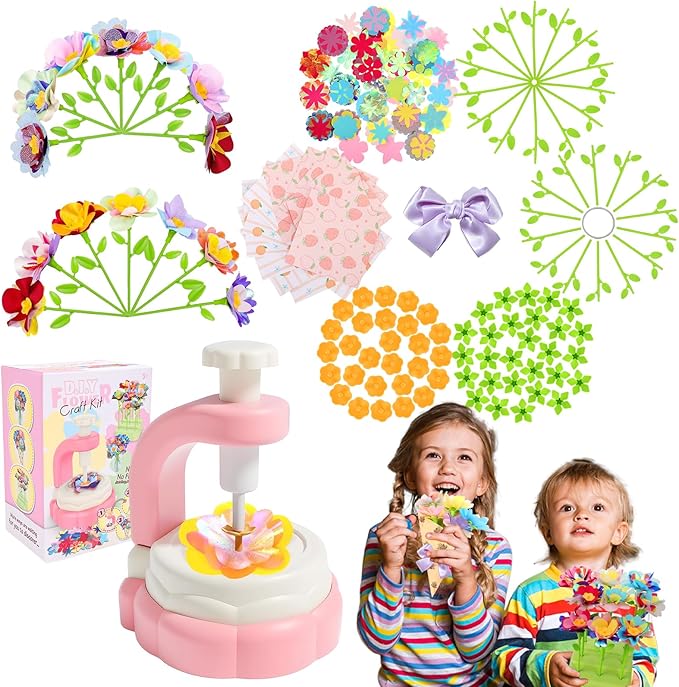 Autotechnx 216PCS Fabric Flower Bouquets Toys, Arts and Crafts for Kids Ages 3-12, DIY Flower Bouquet Kit, Girls & Boys Birthday Gift Ideas, Creative Preschool Learning Educational Toys