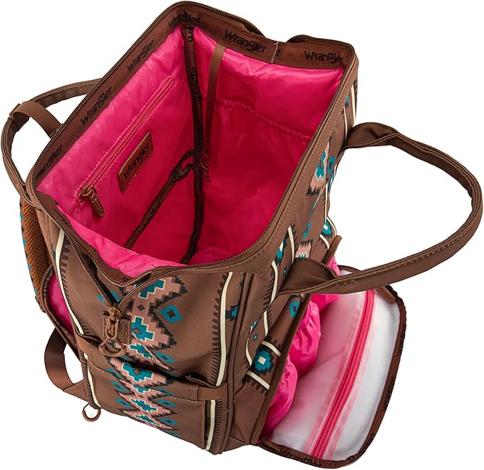 Montana West Wrangler Callie Diaper Bag Backpack with Stroller Straps Multifunction Baby Travel Bag WG2204-9110DBR