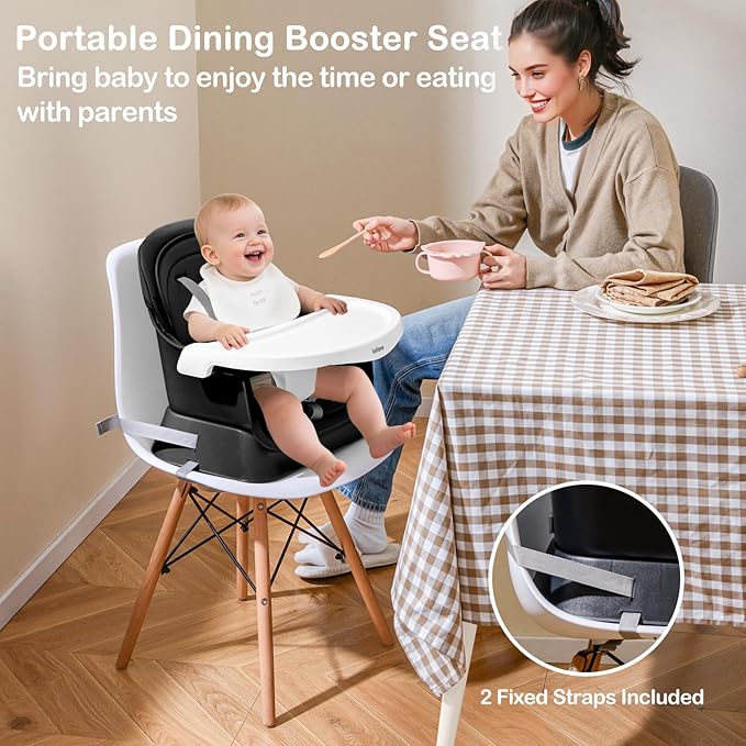 INFANS 9 in 1 High Chair, Convertible Baby Highchair for Babies and Toddlers, Table and Chair Set Building Block Infant Dining Booster Seat, Kids Stool with Activity Children Play Kitchen(Black)
