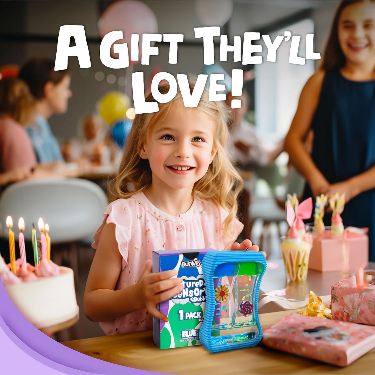 BUNMO Liquid Motion Bubbler with Sensory Texture - Liquid Timer - Bubble Timer - Liquid Motion Sensory Toys for Autism, Calming & Sensory Exploration - Kid Sensory Bottles Tubes - Large Blue