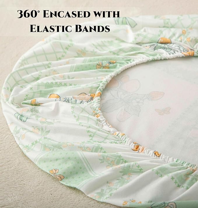 SDY Soft Bassinet Sheets Set 2 Pack for Baby Girl and Boy 32 * 16 * 4 inches,Universal Fit for Bassinets Baby Cradle Moses Basket Oval Rectangle Mattress Safe and Snug (Bear&Strawberry& Floral&Bow)