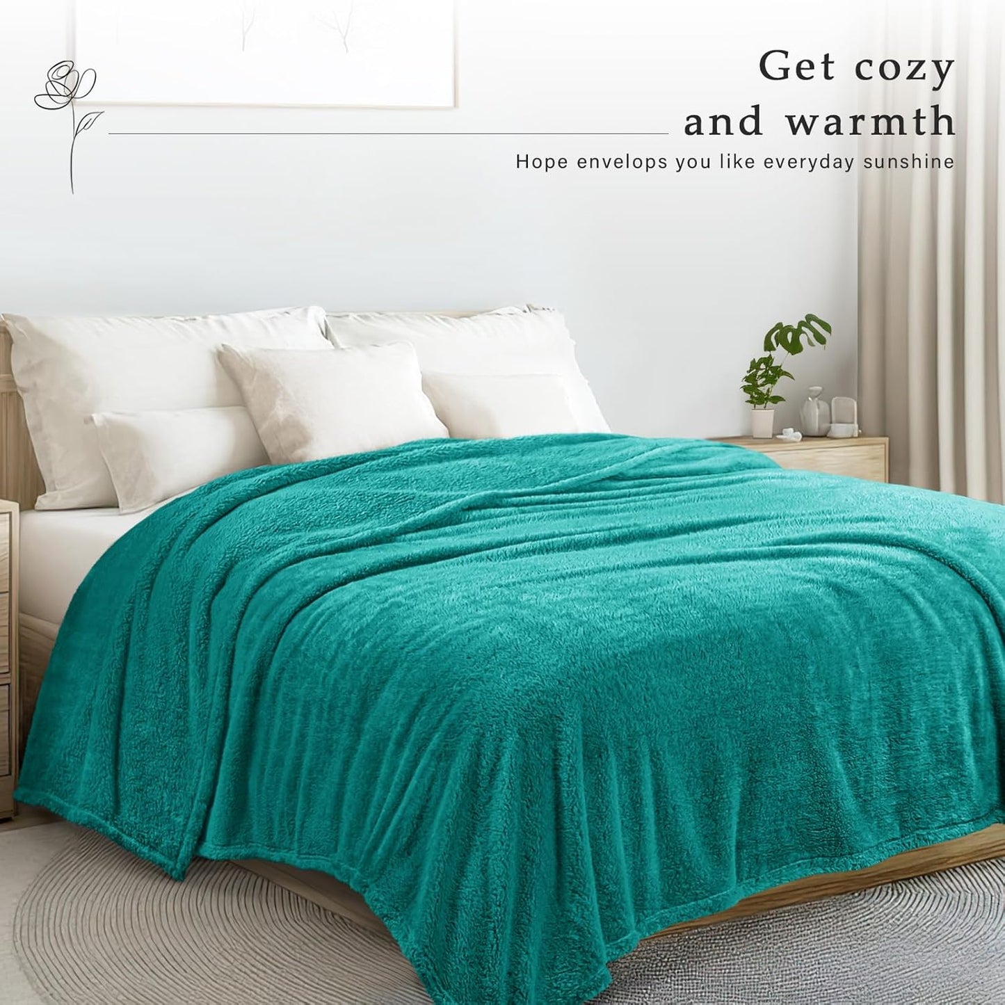 Exclusivo Mezcla King Size Flannel Fleece Blanket, Super Soft Velvet Plush Bed Blanket, Fuzzy Cozy and Warm for All Seasons, 90x104 Inches, Teal