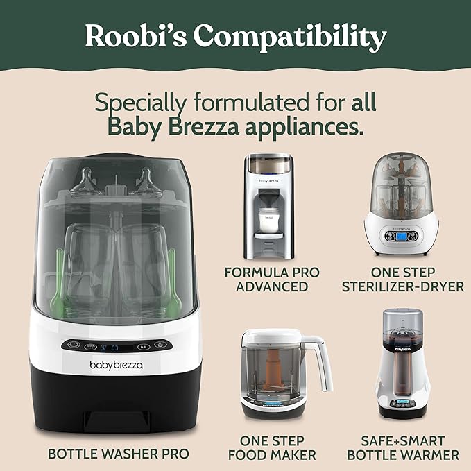 Roobi Descaling Solution Compatible with Baby Brezza. Specially Formulated to Clean & Descale Baby Appliances. Up to 2 Uses per Bottle, 2 Pack. Carbon Neutral.