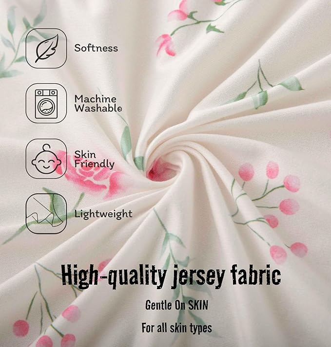 SDY Soft Bassinet Sheets,Pink Rose Bassinet Fitted Sheets for Boys Girls Set 2 Pack,Universal Fit for Rectangle, Round, Oval, Hourglass Mattress Set 32 * 16 * 4 inches (Floral,Pink Rose)