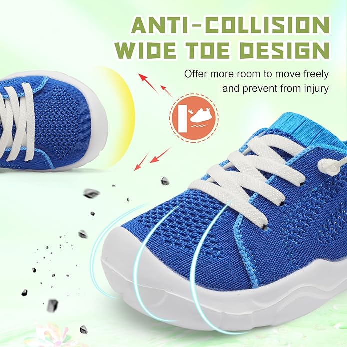 JIASUQI Toddler Shoes for Boys Girls Slip on Sneakers Wide Toe Walking Shoes Toddler Sock Shoes