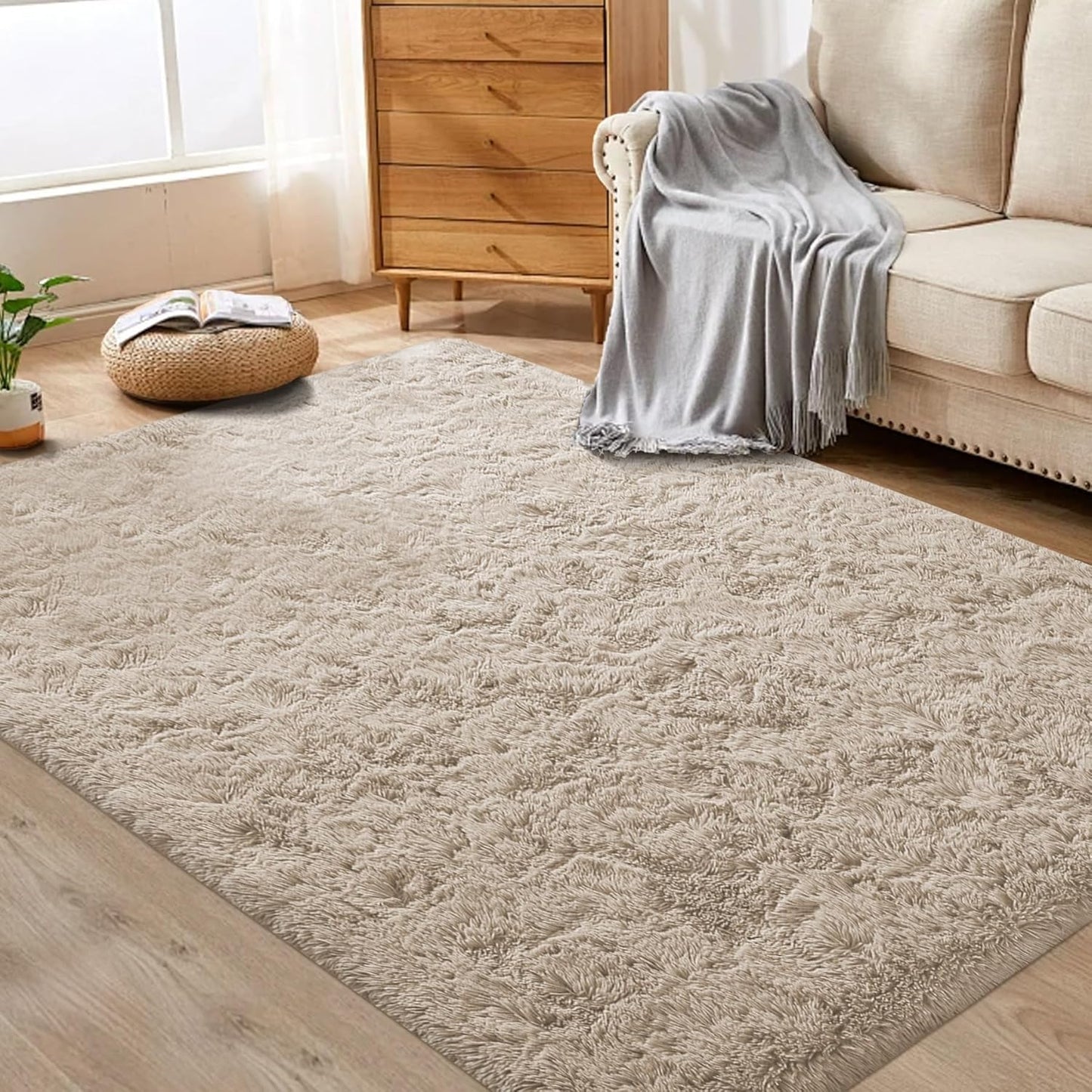4x6 Area Rug for Living Room: Fluffy Shag Soft Washable Rugs Fuzzy Plush Indoor Carpet for Bedroom Nursery Playroom Dorm Kids Girls Boys Room (Camel, 4'x6')