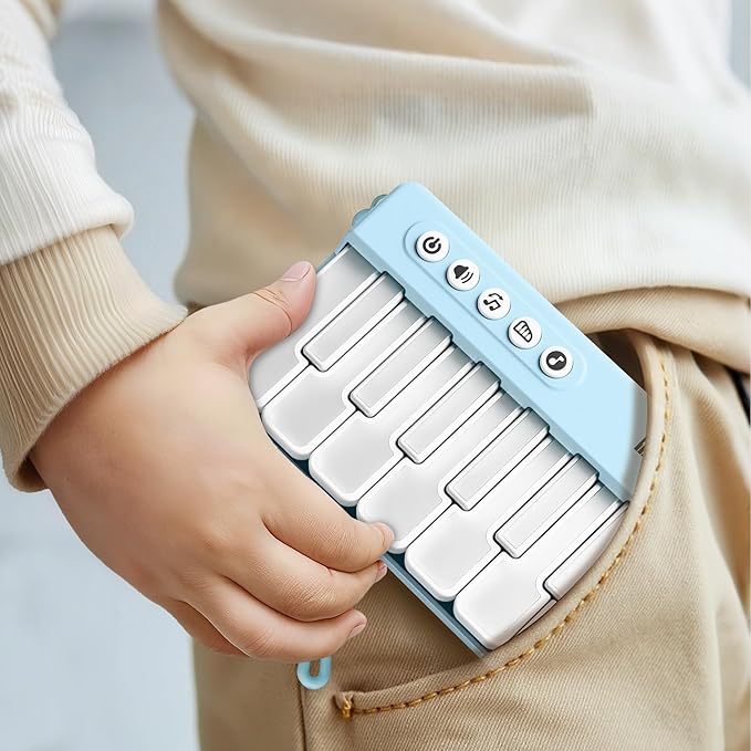 iPlay, iLearn Kids Piano Toy W/Rainbow Lights, Portable Travel Piano Keyboard Toddlers Musical Instrument Learning Toys, Music Interactive Birthday Gift for 2 3 4 5 6 Year Old Boys Children