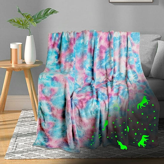 Unicorn Glow in The Dark Blanket, Unicorn Blanket for Girls/Kids Age 3-12, Toddler Soft Fleece Blanket Throw Birthday Gift 40"x60"