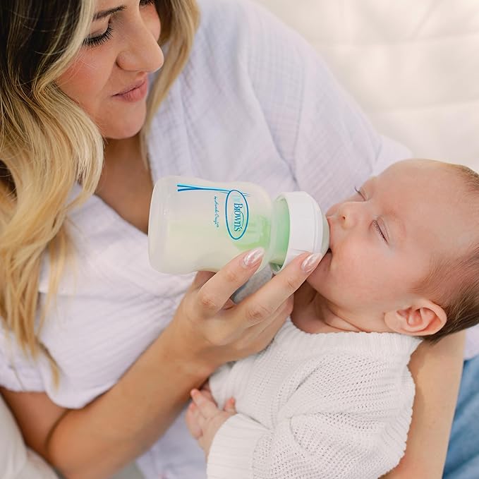 Dr. Brown's Natural Flow Anti-Colic Options+ Wide-Neck Glass Baby Bottle 5 oz/150 mL, with Level 1 Slow Flow Nipple, 1 Pack, 0m+