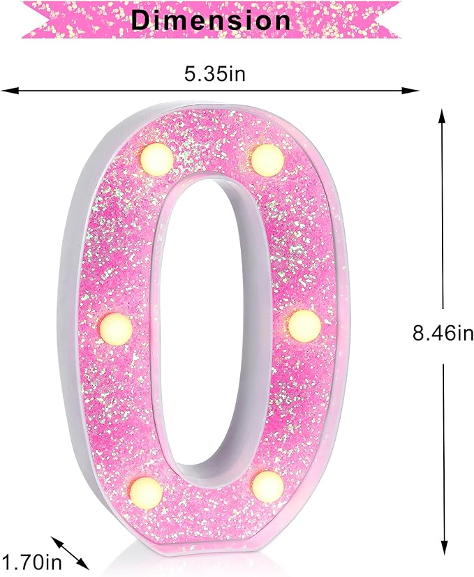 Foaky Pink Light up Letters，Pink Party Decorations,Girls Room Decor,Glitter Marquee Numbers,Alphabet Letter Sign for Night Light Birthday Party Girls Gifts, Home Bar Decoration (0)