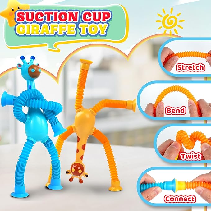 12PC Sensory Travel Toys Pack for Toddler 3 4 5 Year Old Quiet Airplane Travel Activities Essential with Icd Writing Tablet Suction Cup Color Sorting Toy for Kid ADHD Autistic Fidget Gift