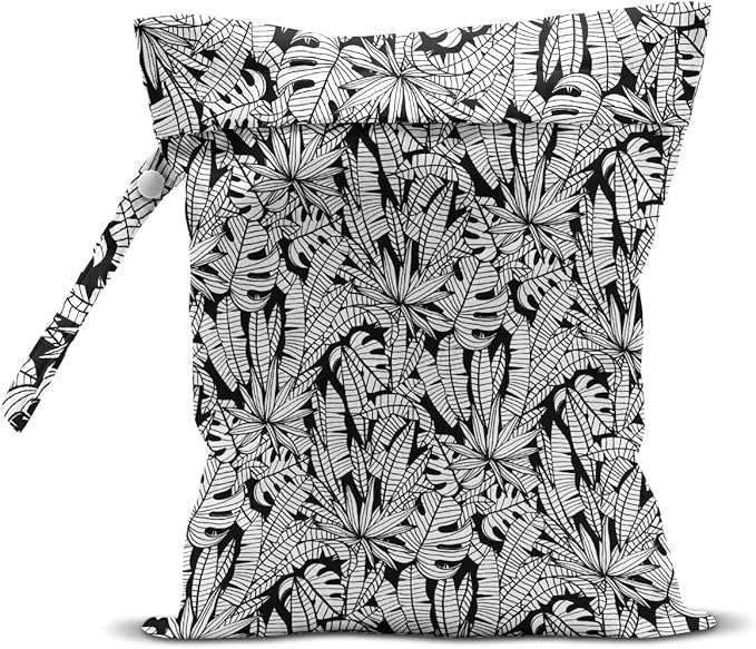 Wet Bag, Wet Dry Bag, Wet Bag for Swimsuit, Travel, Beach, Pool, Diapers, Dirty Yoga Gym Clothes, Makeup Bag, Waterproof Tropical Palm Leaves Decor Jungle Palm Leaf Favors