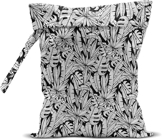 Wet Bag, Wet Dry Bag, Wet Bag for Swimsuit, Travel, Beach, Pool, Diapers, Dirty Yoga Gym Clothes, Makeup Bag, Waterproof Tropical Palm Leaves Decor Jungle Palm Leaf Favors