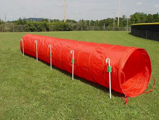 14' Dog Agility Tunnel with Stakes, Multiple Colors Available (Red)