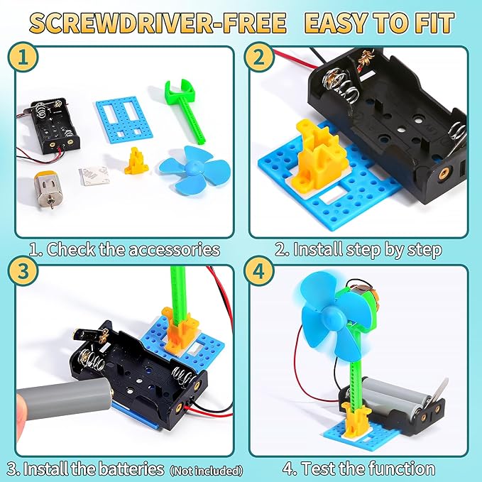 Bulk STEM Kits - 8 Set Electrical Fans, Girls Boys Crafts Science Kits for Kids Age 8-12, STEM Toys for Boys 6-8 8-10 6 7 8 10 12 13 Classroom, Engineering Activities Experiments Projects Circuit