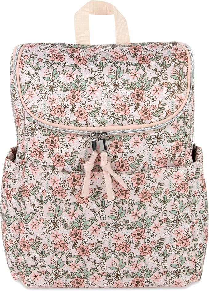 Multi-Function Floral Diaper Backpack and Travel Nappy Baby Bag with Changing Pad and Stroller Straps (Freshly Floral)