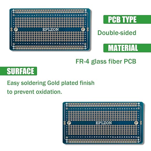 10 Pcs Solderable Breadboard PCB Board Gold-Plated Solder Breadboard for DIY Electronics Projects Apply to Soldering Projects 3.5"x2.05" (Blue)