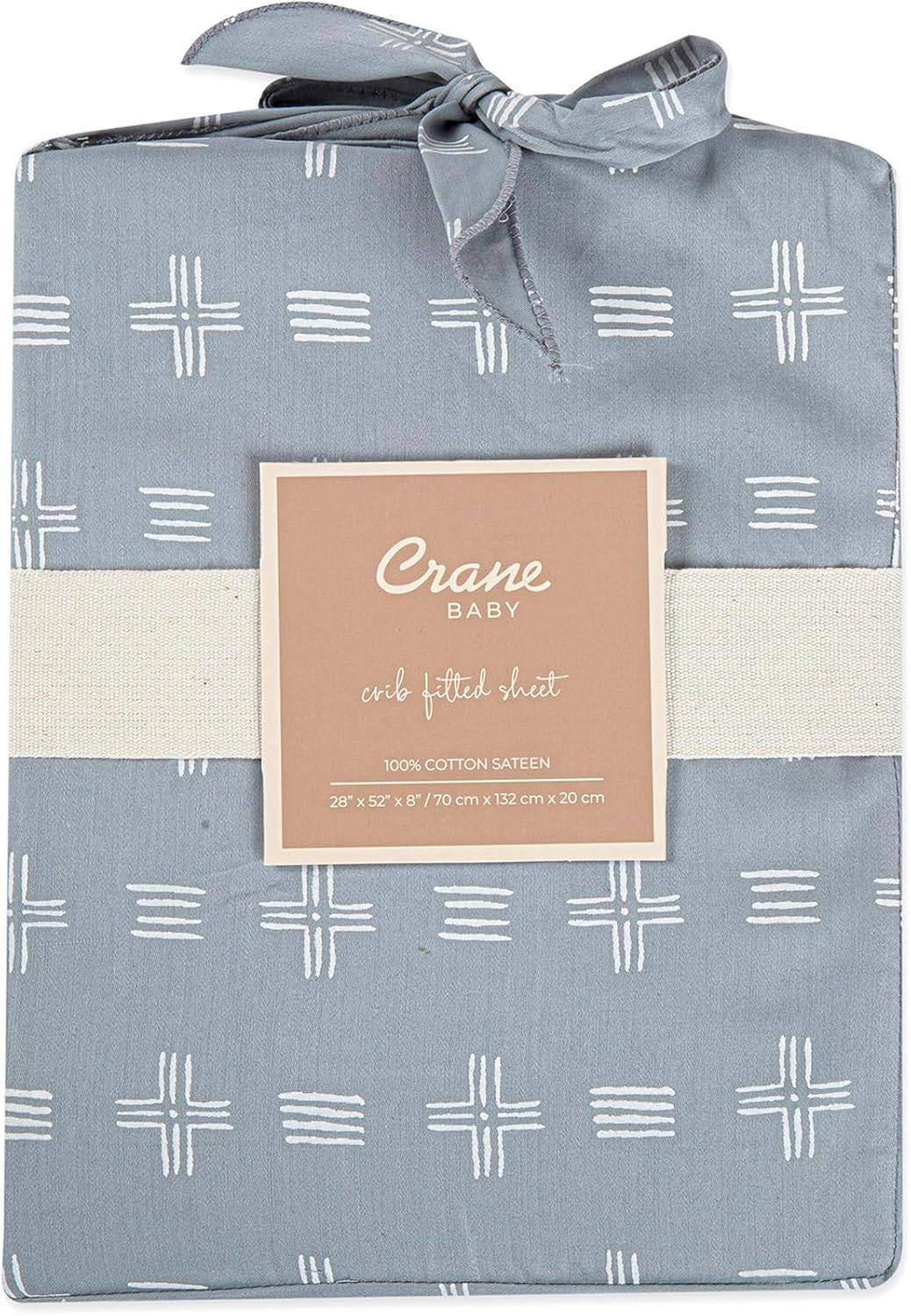 Crane Baby Soft Cotton Crib Mattress Sheet, Fitted Sheet for Cribs and Toddler Beds, Blue River Dash, 28”w x 52”h x 9”d