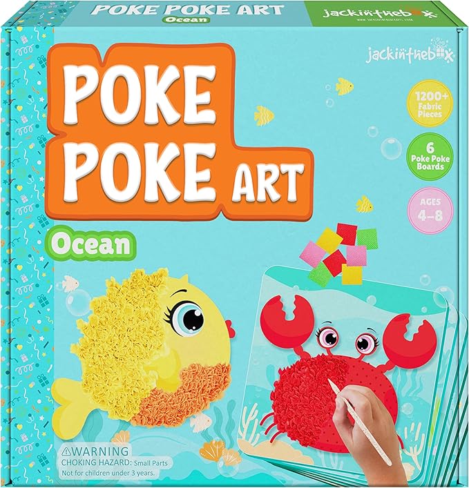 jackinthebox Poke Poke Art – Ocean Theme, Mess-Free Fabric Art and Craft, Flower Pressing Kits, Gift for Kids, Toys for Girls and Boys Ages 4 5 6 7 8