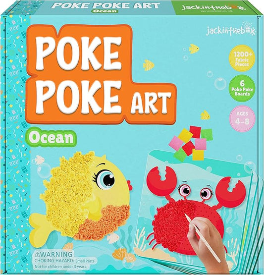 jackinthebox Poke Poke Art – Ocean Theme, Mess-Free Fabric Art and Craft, Flower Pressing Kits, Gift for Kids, Toys for Girls and Boys Ages 4 5 6 7 8