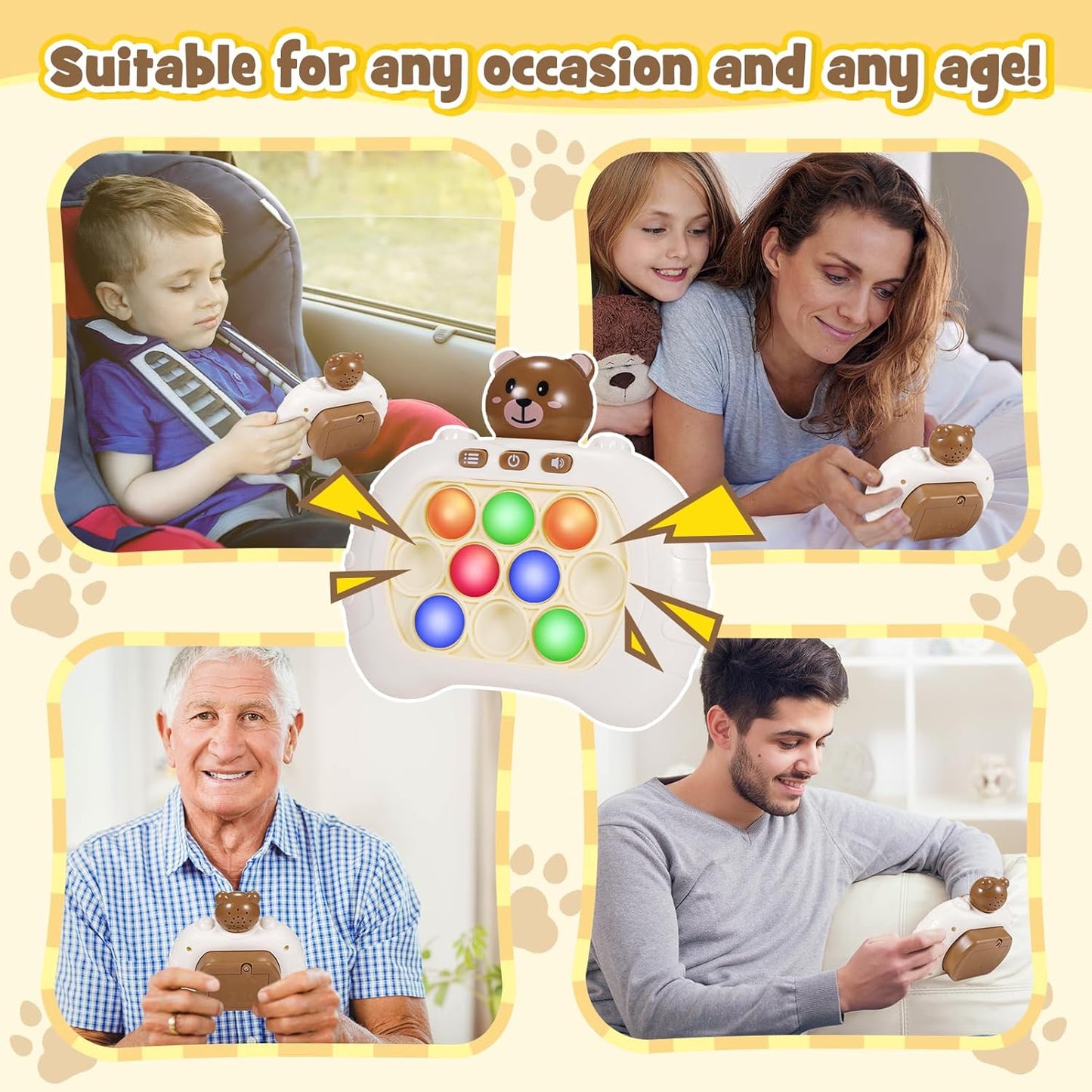 Pop Fidgets Kids Games Toys: Colorful Light Up Fast Push Bubble Handheld Game Sensory Toys for 6 7 8 9 10 Year Old Boy Girl Birthday Gift for 6-8 3-12 Year Old Girls Boys