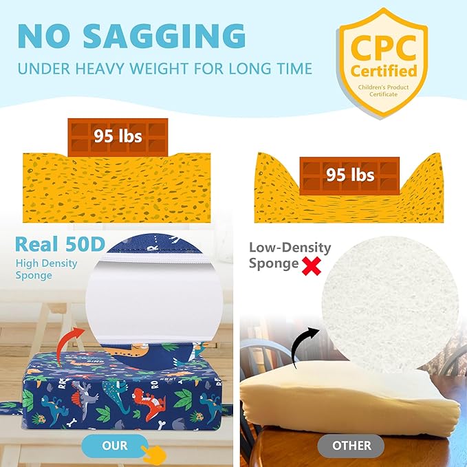 Booster Seat for Kitchen Chair with Adjustable Straps, Toddler Booster Seats for Dining Table Portable for Travel Camping Eating, Booster Cushion for Table for Baby Child Infant Kid Boy Girl