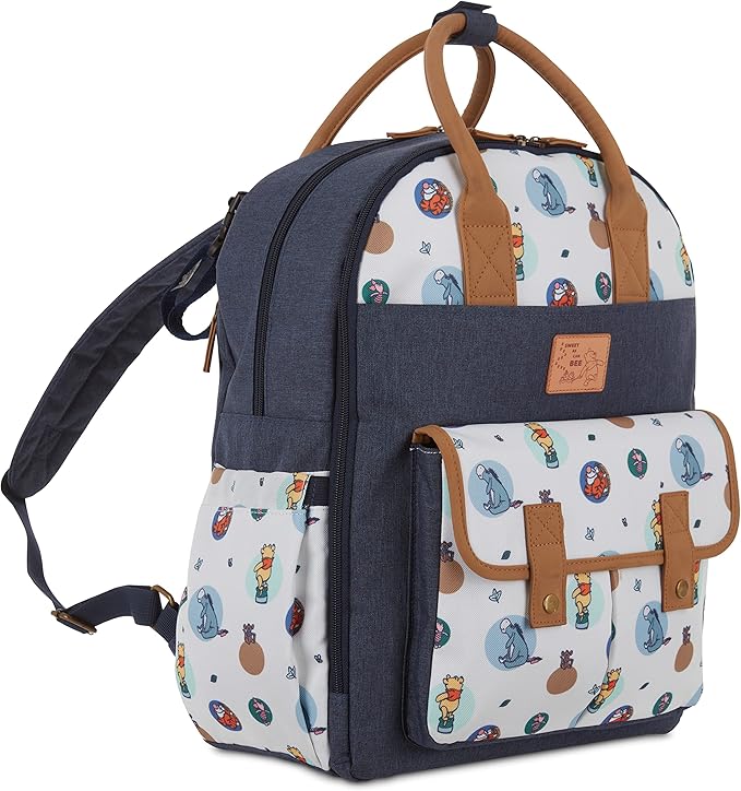 Disney Cudlie Baby Boys Double Handle Backpack Diaper Bag in Mickey Mouse Print, 16 Inch, Includes Changing Pad