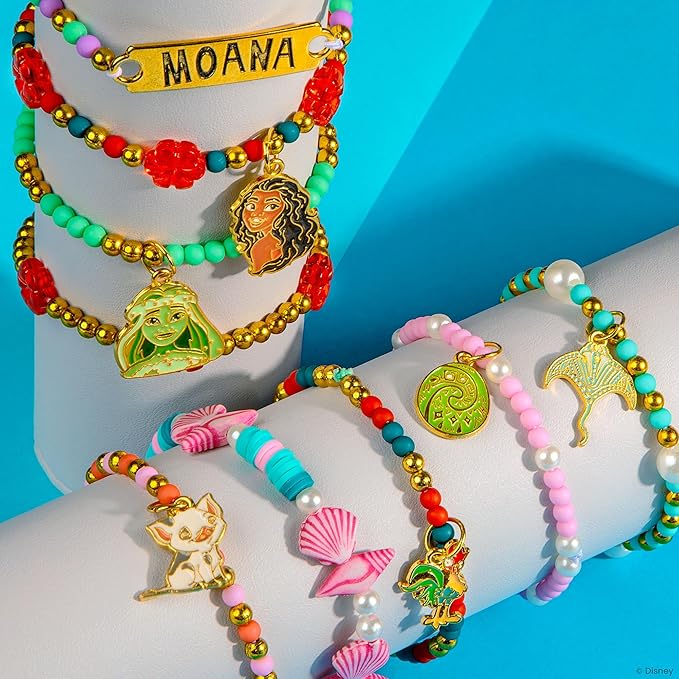 Fashion Angels Disney Moana 2 DIY Bracelet Making Kit, Includes 1,000+ Beads, 6 Charms, Design Board & More, Makes 20+ Bracelets, Craft for Kids Ages 8+