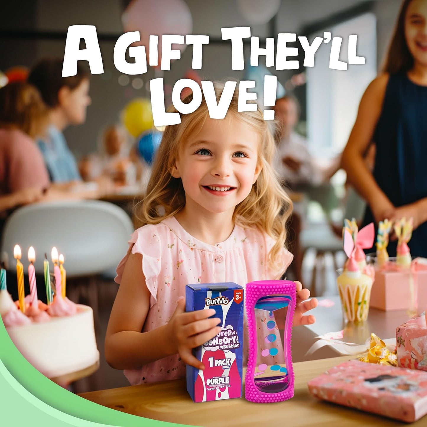 BUNMO Liquid Motion Bubbler with Sensory Texture - Liquid Timer - Bubble Timer - Liquid Motion Sensory Toys for Autism, Calming & Sensory Exploration - Kid Sensory Bottles Tubes - Small Purple