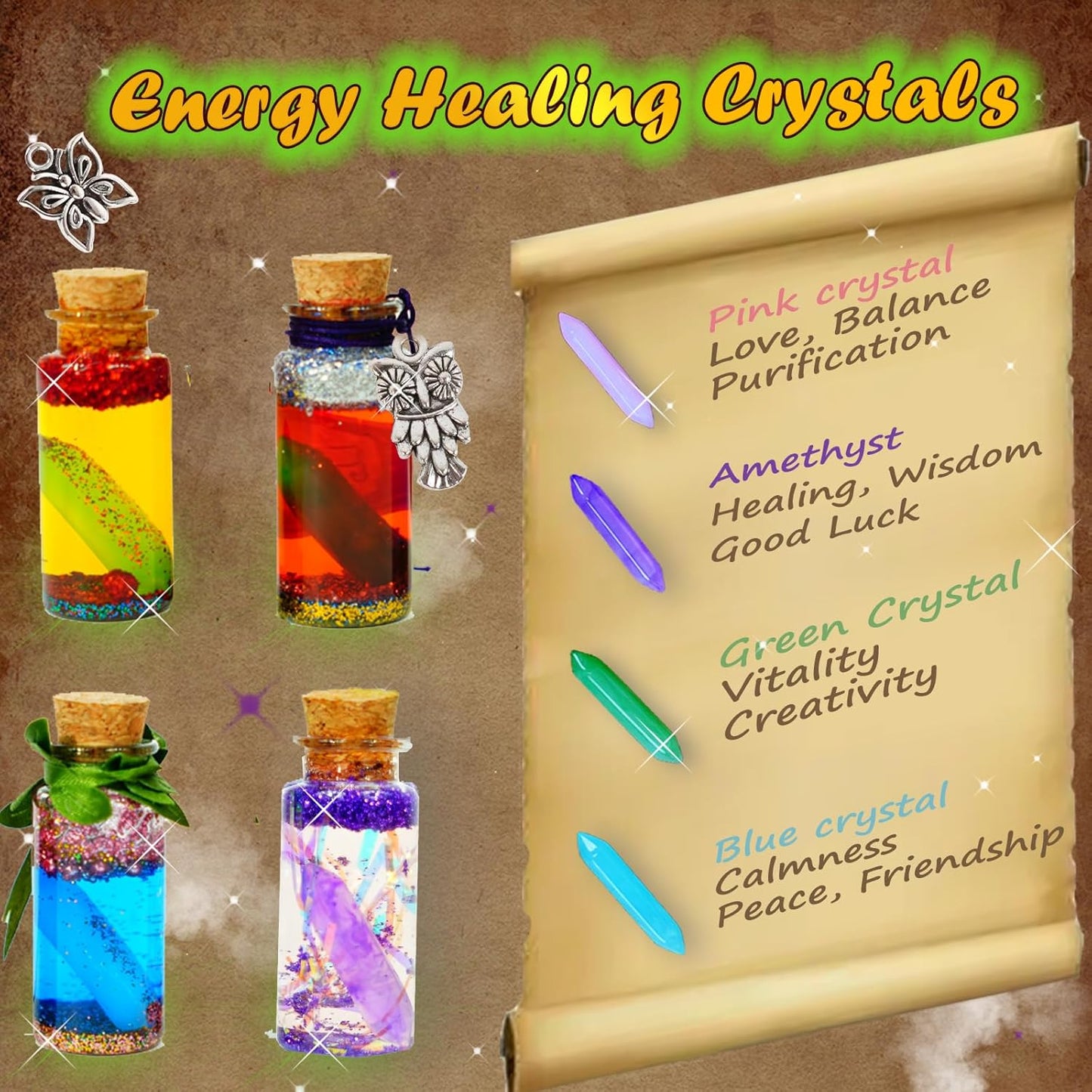 FOMOMDI DIY Magic Crystal Potions Making Kit, Magic Mix 20 Bottles Fairy Wizard Potions, Halloween Christmas Birthday Gift for Girls Kids Ages 6-12