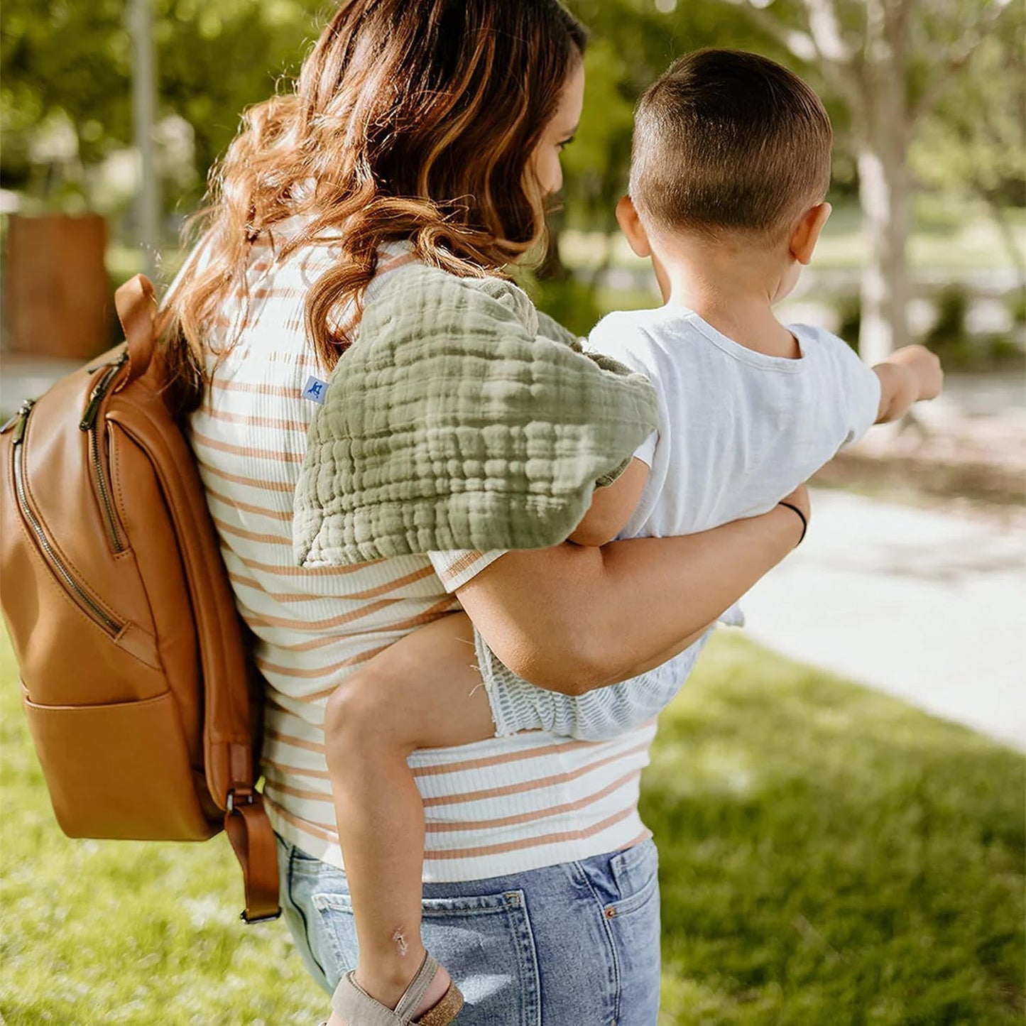 Little Unicorn Newborn Receiving Quilt | Ultra- Soft, Multi-Layered Muslin Fabric | Gift for Newborns & on-The-go (Fern)