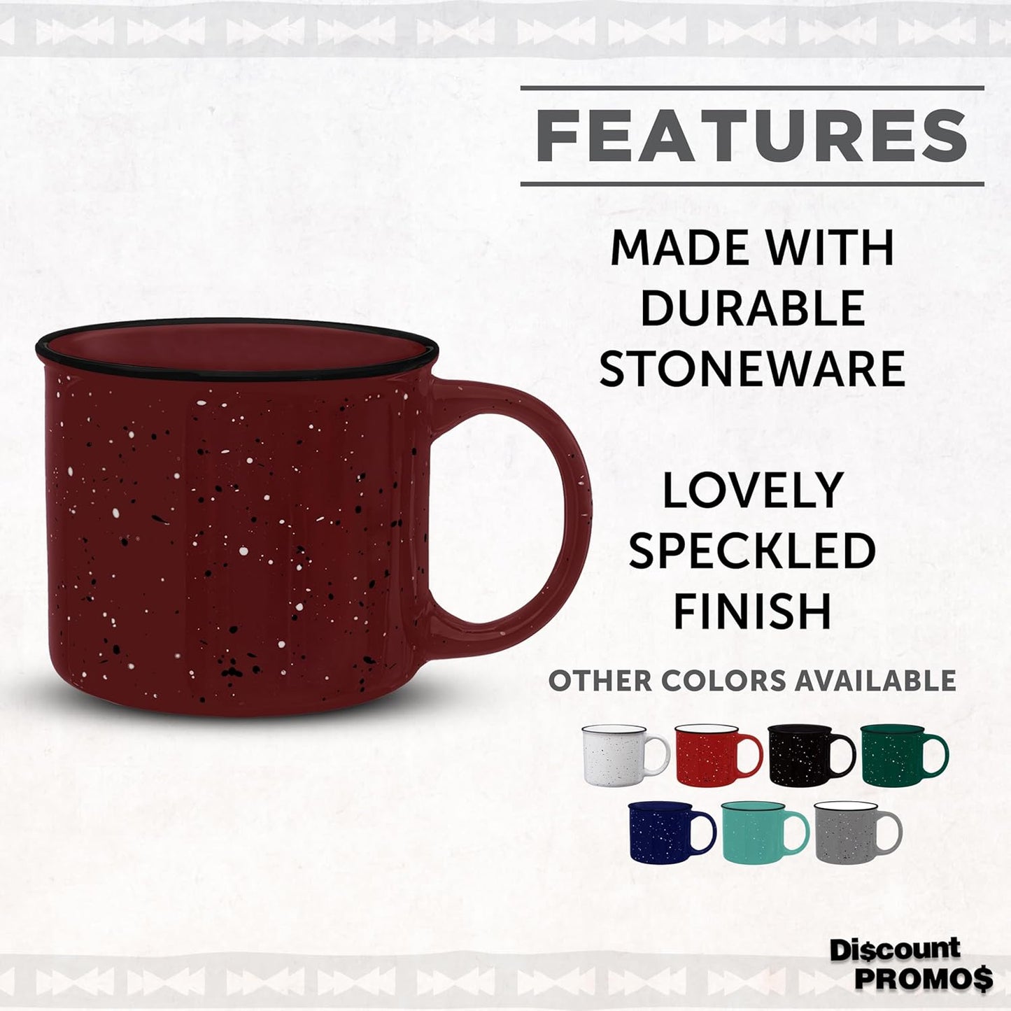 DISCOUNT PROMOS Ceramic Campfire Coffee Mugs 13 oz. Set of 10, Bulk Pack - Perfect for Tea, Espresso, Cappuccino, Hot Cocoa - Maroon