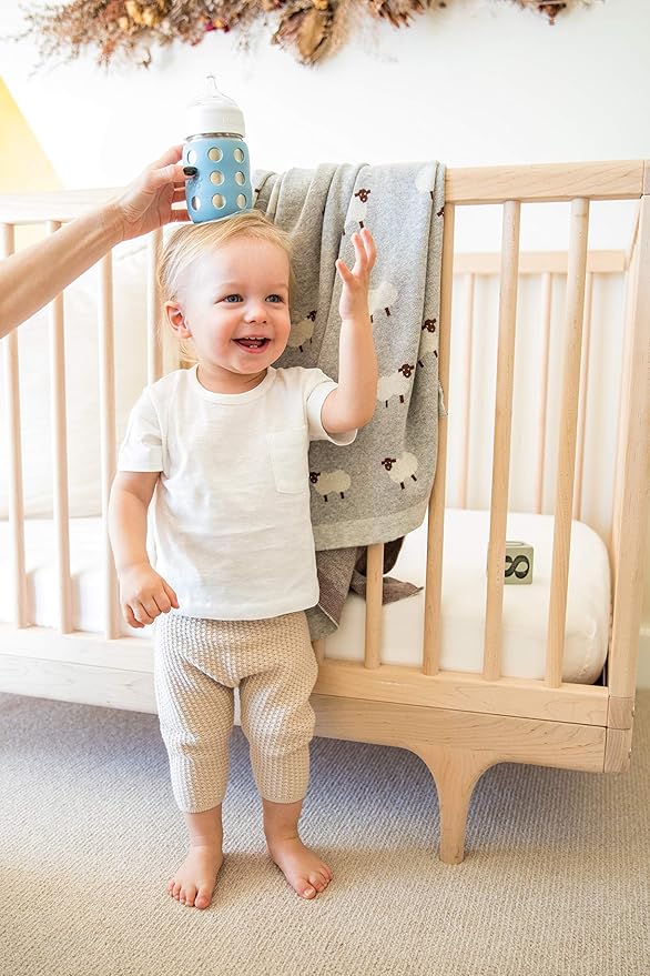 Lifefactory 8-Ounce Stainless-Steel Vacuum-Insulated Wide-Neck Baby Bottle with Stage 2 Nipple (3-6 Months) Denim, LS2211WDE4