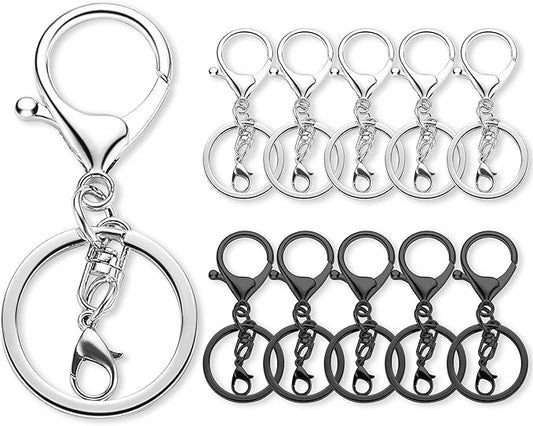 10 Pack a Set Metal Lobster Claw Clasps and Key Rings, Key Chain Accessories, Keychain Making kit for Keys, Art Crafts, Jewelry Making, Silver - Gunmetal