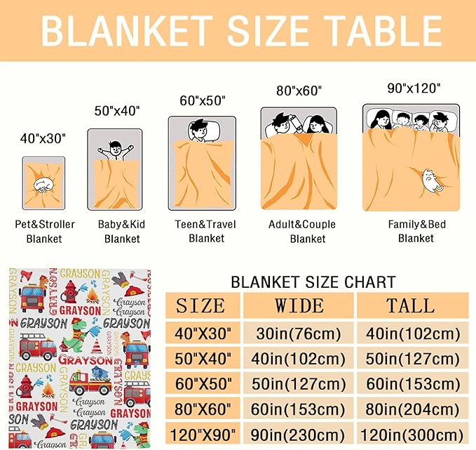 Personalized Baby Blanket for Girls Boys Kids Truck Dinosaur Custom Baby Blanket with Name Throw Birthday Gift for Toddlers Infants Shower Newborns Nursery Stroller Crib Bed Decor