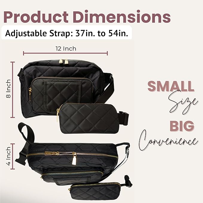 Lion & Light® Small Diaper Bag - Mini Diaper Bag with Portable Changing Pad, Fanny Pack Crossbody Bags for Baby & Toddler, Black Travel-Friendly Baby Tote with Adjustable Strap & Zippered Pockets