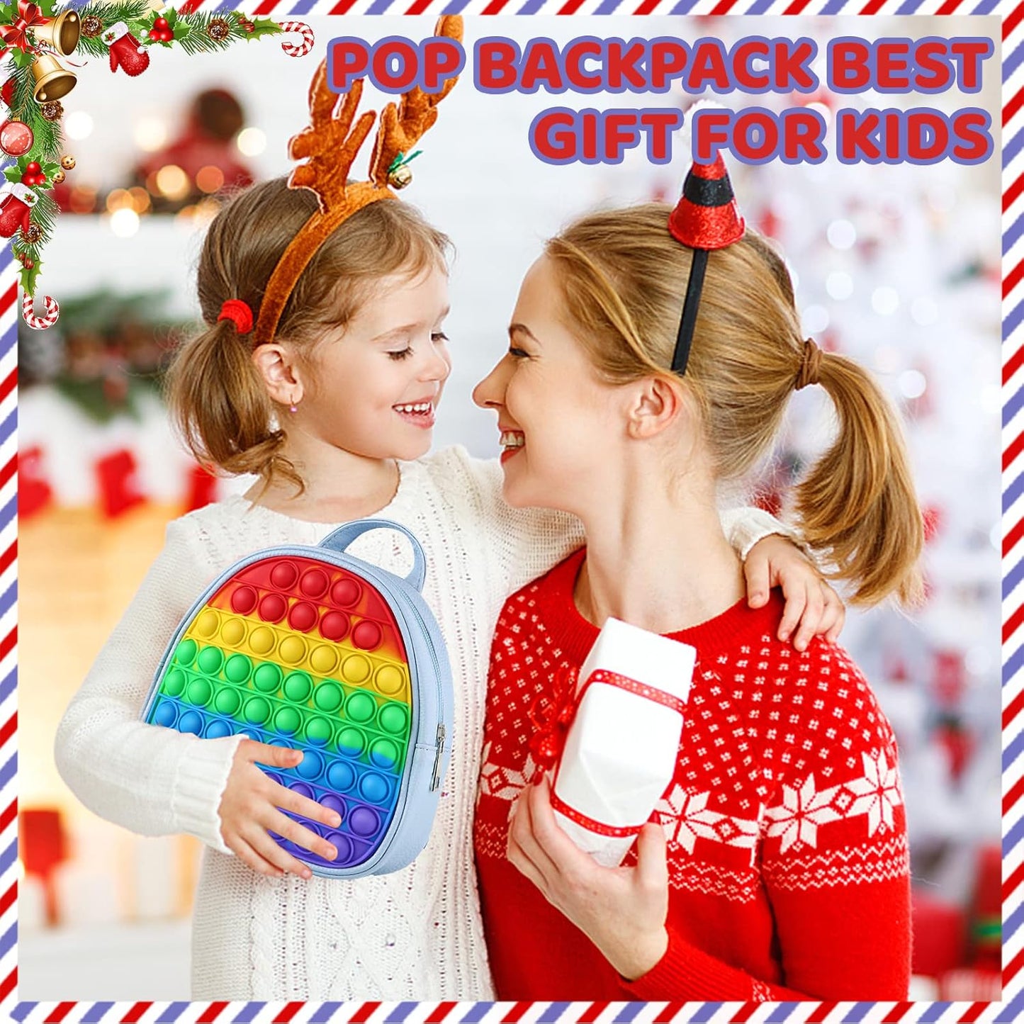 SCIONE Pop Backpack Fidget Toy for Girls, Small Pop School Bookbag,Easter Gifts for Kids Bubble Backpack Fidget Toys Birthday Party Fidgets Gifts for Girls