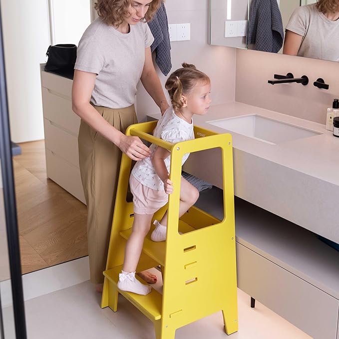 AVDAR Toddler Standing Tower Wooden Toddler Stool for Kitchen Adjustable, Winner 2023 of Contemporary Good Design, Montessori Kitchen Tools